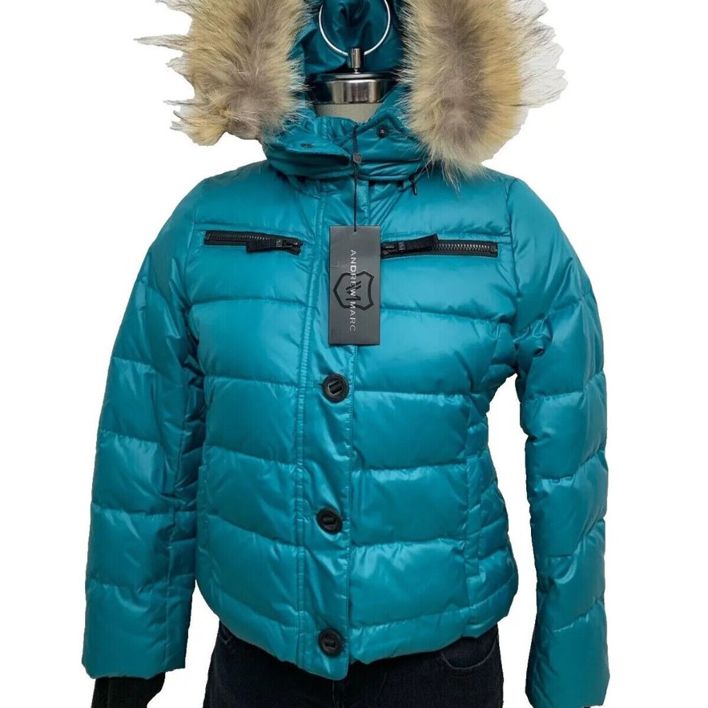 Andrew Marc Children's Winter Jacket Teal Hypoallergenic Down Kids Size 14 (L)